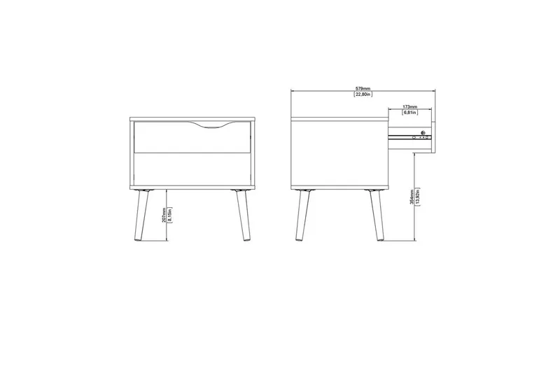 Hostafranc Sengebord 50,2 cm - Hvit - Møbler - Bord - Avlastningsbord - Sengebord & nattbord