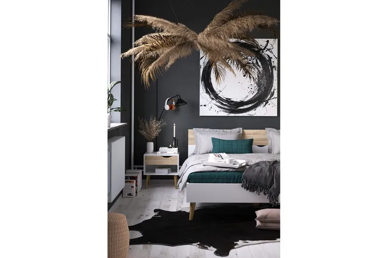 Hostafranc Sengebord 50,2 cm - Hvit - Møbler - Bord - Avlastningsbord - Sengebord & nattbord