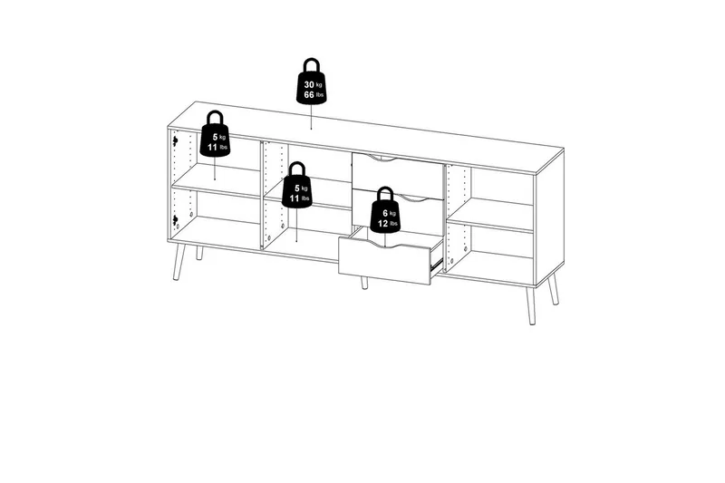 Hostafranc Skjenk 195,7 cm - Hvit - Oppbevaring - Oppbevaringsmøbler - Sideboard & skjenker