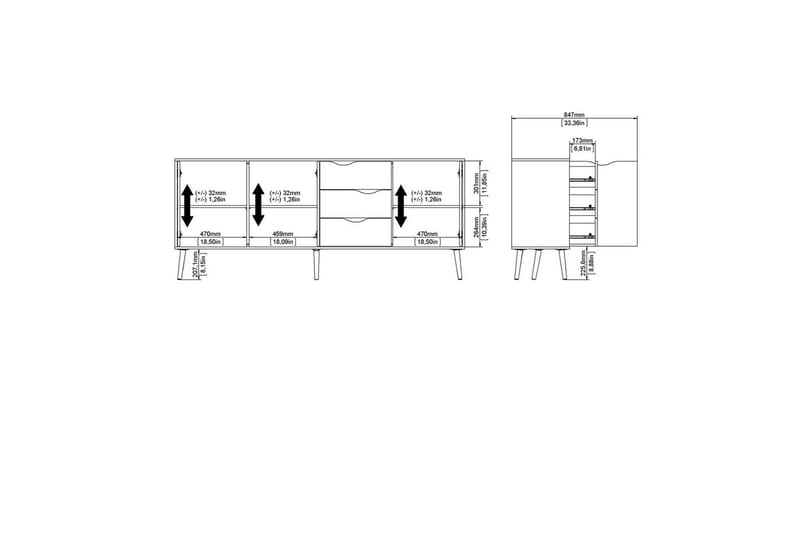 Hostafranc Skjenk 195,7 cm - Hvit - Oppbevaring - Oppbevaringsmøbler - Sideboard & skjenker