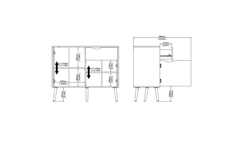 Hostafranc Skjenk 98,7 cm - Hvit - Oppbevaring - Oppbevaringsmøbler - Sideboard & skjenker