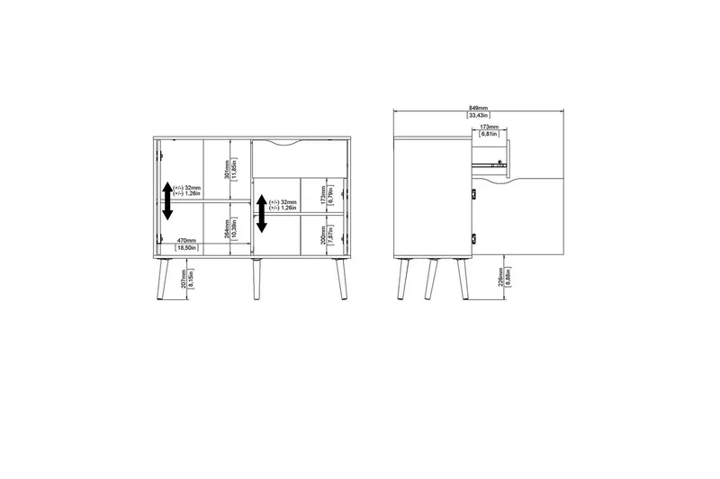 Hostafranc Skjenk 98,7 cm - Hvit - Oppbevaring - Oppbevaringsmøbler - Sideboard & skjenker