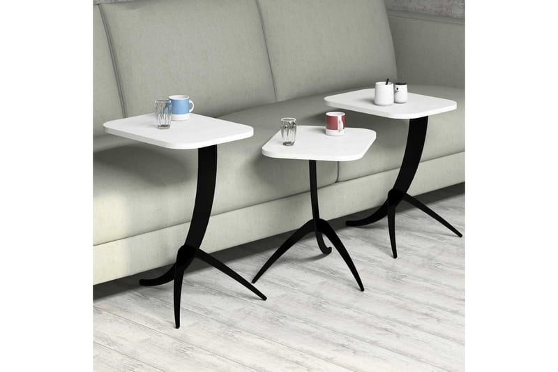 Hovdane Settbord 45 cm 3 Bord - Hvit/Svart - Møbler - Bord - Avlastningsbord - Settbord