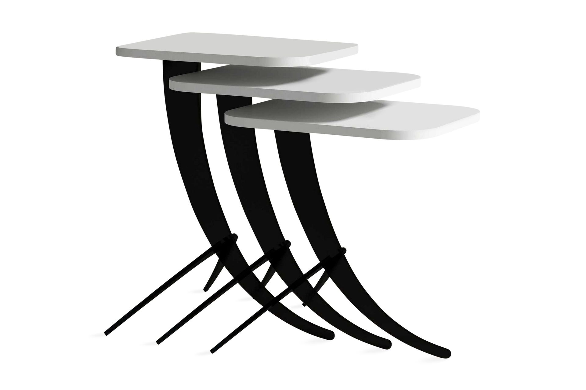 Hovdane Settbord 45 cm 3 Bord - Hvit/Svart