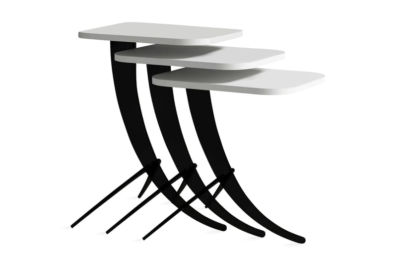 Hovdane Settbord 45 cm 3 Bord - Hvit/Svart - Møbler - Bord - Avlastningsbord - Settbord
