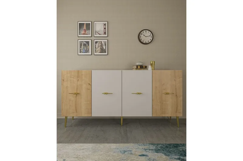 Huelva Konsollbord 150 cm, Hvit/Eik