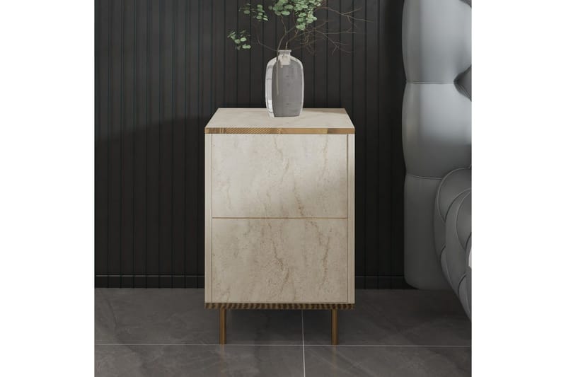 Imaj Nattbord 40 cm - Beige/Gull - Møbler - Bord - Avlastningsbord - Sengebord & nattbord