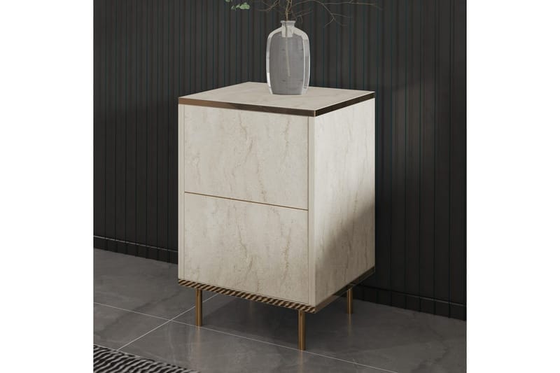 Imaj Nattbord 40 cm - Beige/Gull - Møbler - Bord - Avlastningsbord - Sengebord & nattbord
