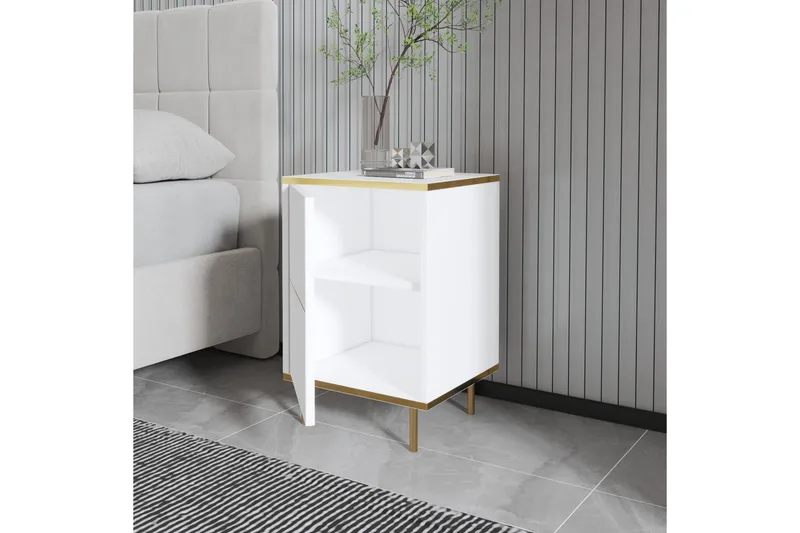 Imaj Nattbord 40 cm - Hvit/Gull - Møbler - Bord - Avlastningsbord - Sengebord & nattbord