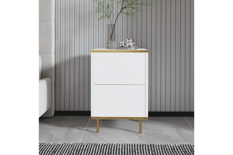 Imaj Nattbord 40 cm - Hvit/Gull - Møbler - Bord - Avlastningsbord - Sengebord & nattbord