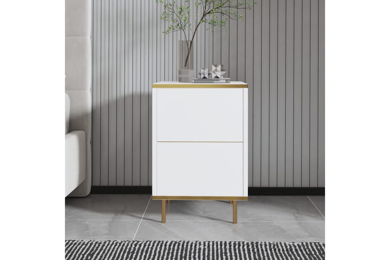 Imaj Nattbord 40 cm - Hvit/Gull - Møbler - Bord - Avlastningsbord - Sengebord & nattbord