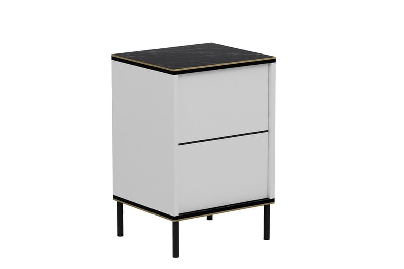 Imaj Nattbord 40 cm, Hvit/Svart/Gull