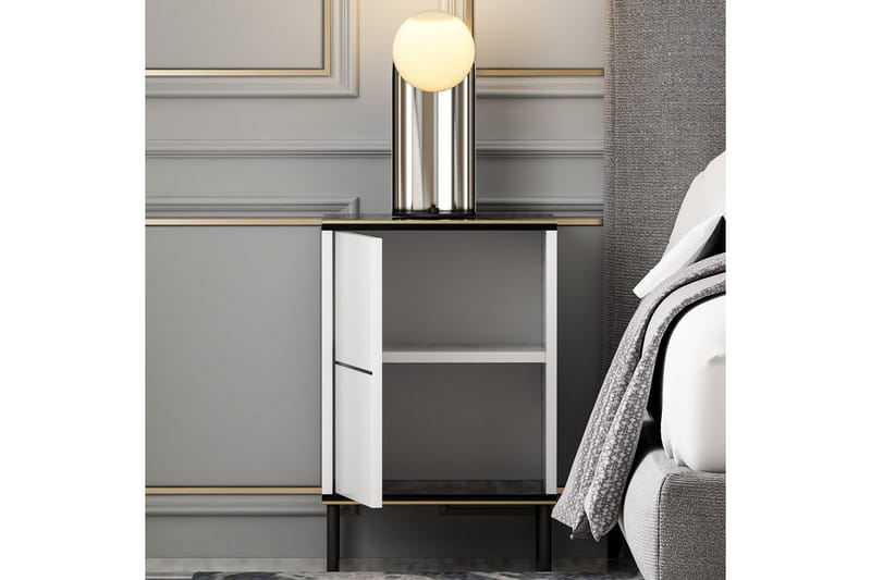 Imaj Nattbord 40 cm - Hvit/Svart/Gull - Møbler - Bord - Avlastningsbord - Sengebord & nattbord