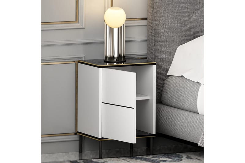 Imaj Nattbord 40 cm - Hvit/Svart/Gull - Møbler - Bord - Avlastningsbord - Sengebord & nattbord