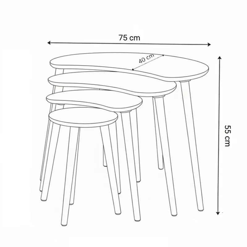 Indumati settbord 75 cm - Eik - Møbler - Bord - Avlastningsbord - Settbord