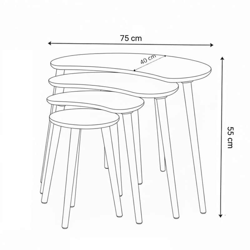 Indumati settbord 75 cm - Eik - Møbler - Bord - Avlastningsbord - Settbord