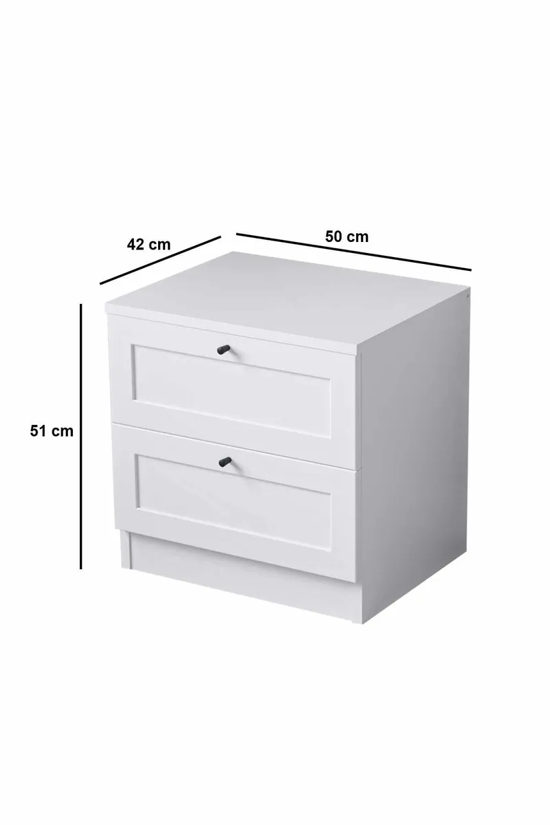 Interlaken nattbord 50 cm - Hvit - Møbler - Bord - Avlastningsbord - Sengebord & nattbord