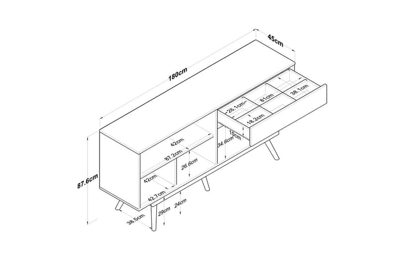 Islen Konsollbord 180 cm - Mørkebrun/Hvit - Møbler - Bord - Avlastningsbord - Gangbord