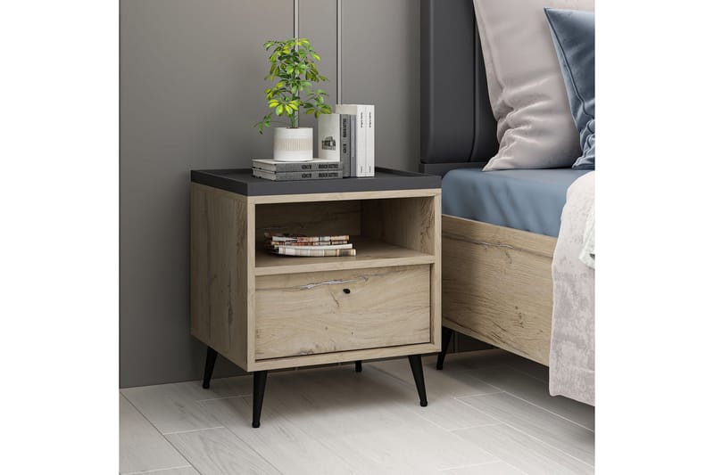 Jarlech Nattbord 50 cm - Valnøtt - Møbler - Bord - Avlastningsbord - Sengebord & nattbord