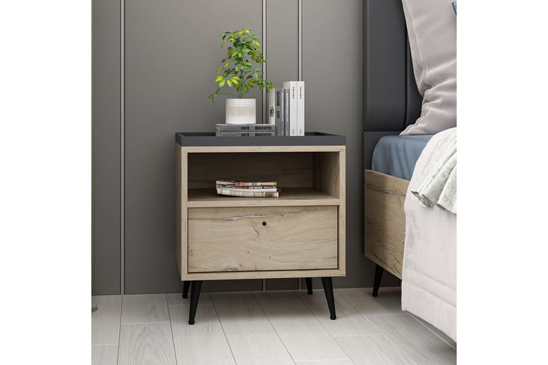 Jarlech Nattbord 50 cm - Valnøtt - Møbler - Bord - Avlastningsbord - Sengebord & nattbord