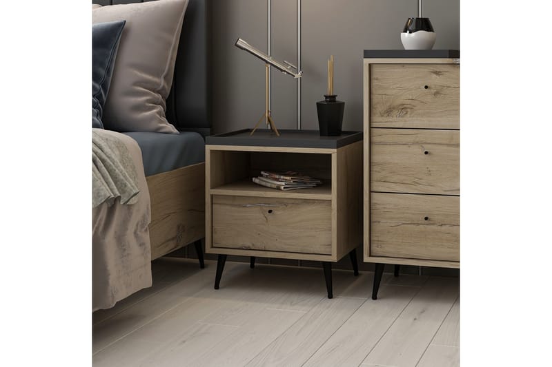Jarlech Nattbord 50 cm - Valnøtt - Møbler - Bord - Avlastningsbord - Sengebord & nattbord