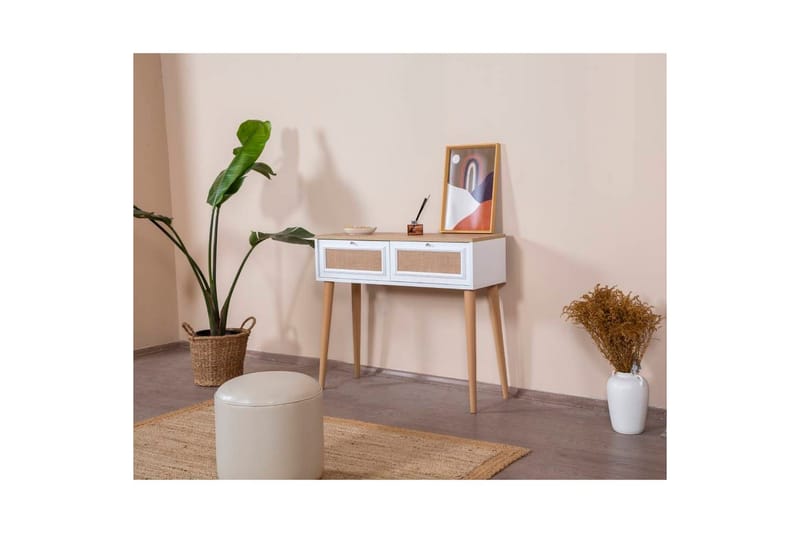 Jatinder Sidebord 95 cm - Hvitfarget tre/Mellomfarget tre - Møbler - Bord - Avlastningsbord - Lampebord & sidebord