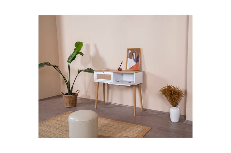 Jatinder Sidebord 95 cm - Hvitfarget tre/Mellomfarget tre - Møbler - Bord - Avlastningsbord - Lampebord & sidebord