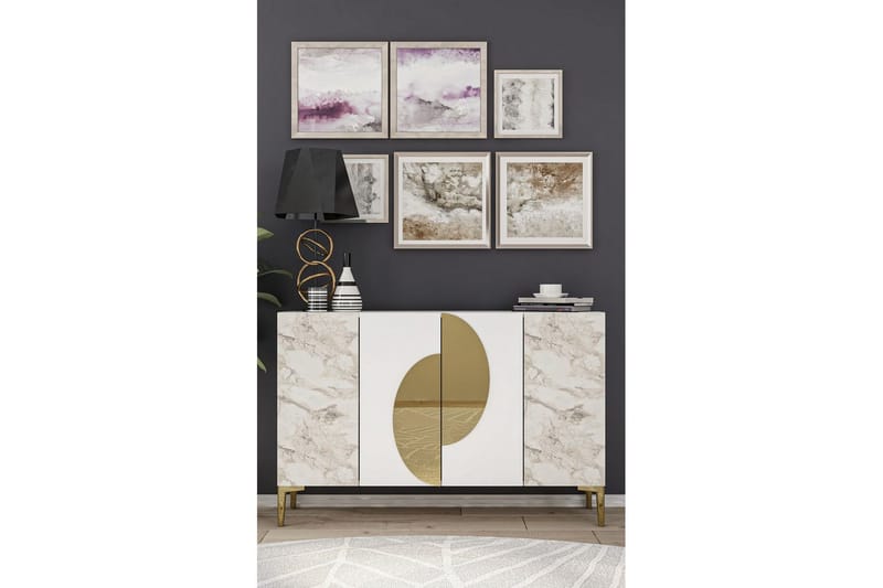 Jorel Konsollbord 120 cm - Hvit/Gull - Møbler - Bord - Avlastningsbord - Gangbord