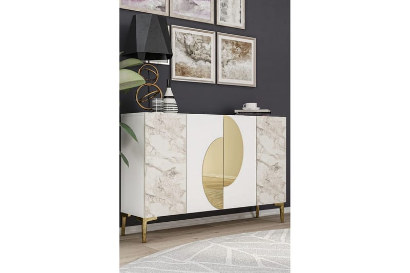 Jorel Konsollbord 120 cm - Hvit/Gull - Møbler - Bord - Avlastningsbord - Gangbord