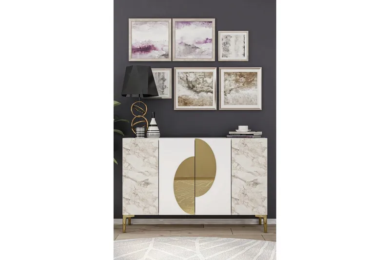 Jorel Konsollbord 120 cm - Hvit/Gull - Møbler - Bord - Avlastningsbord - Gangbord