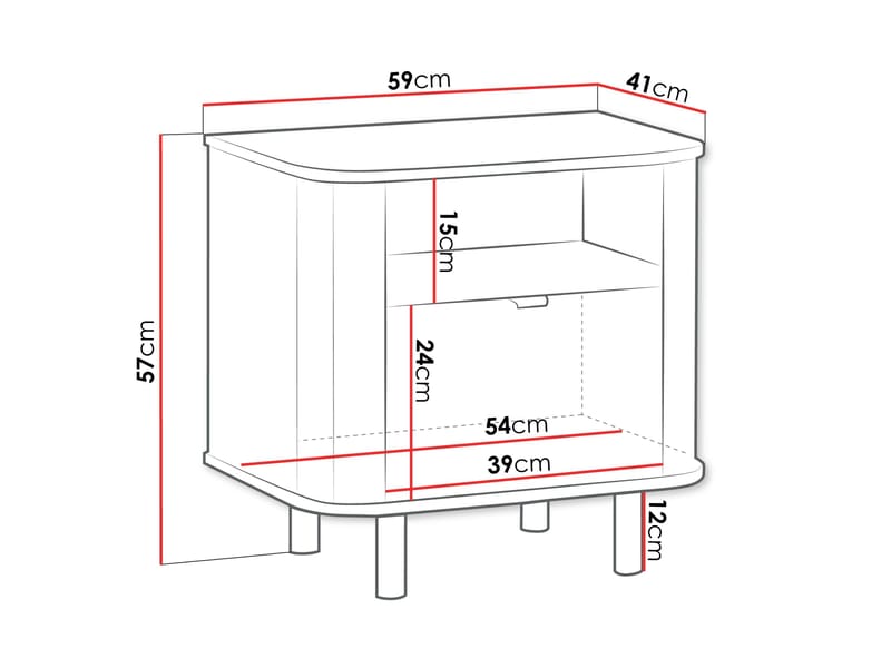 Joriel Nattbord 59 cm - Hvit|svart - Møbler - Bord - Avlastningsbord - Sengebord & nattbord