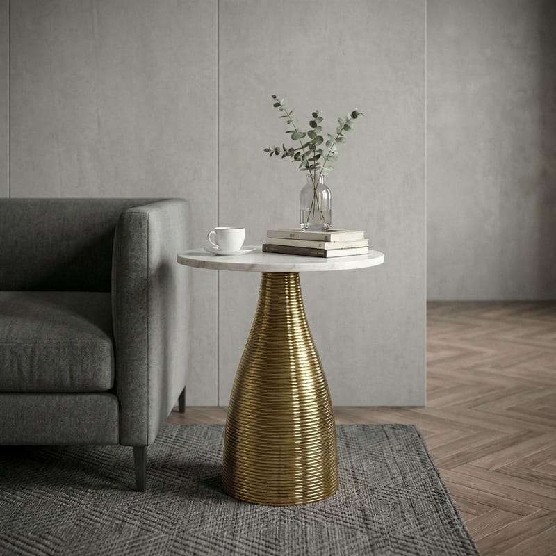 Junara sidebord 40 cm - Hvit og gull - Møbler - Bord - Avlastningsbord - Lampebord & sidebord