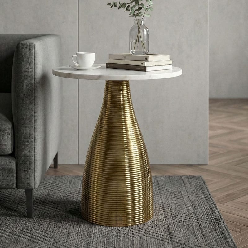 Junara sidebord 40 cm - Hvit og gull - Møbler - Bord - Avlastningsbord - Lampebord & sidebord