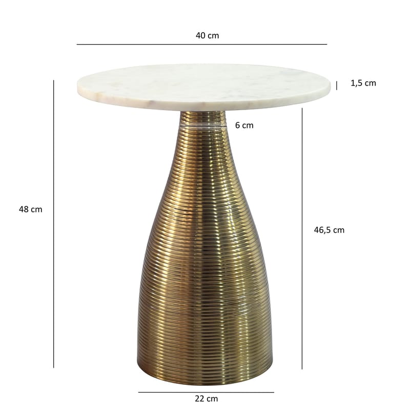 Junara sidebord 40 cm - Hvit og gull - Møbler - Bord - Avlastningsbord - Lampebord & sidebord