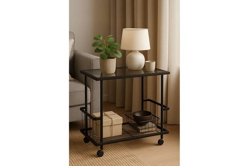 Kallin Sidebord 60x36 cm, Svart/Grå