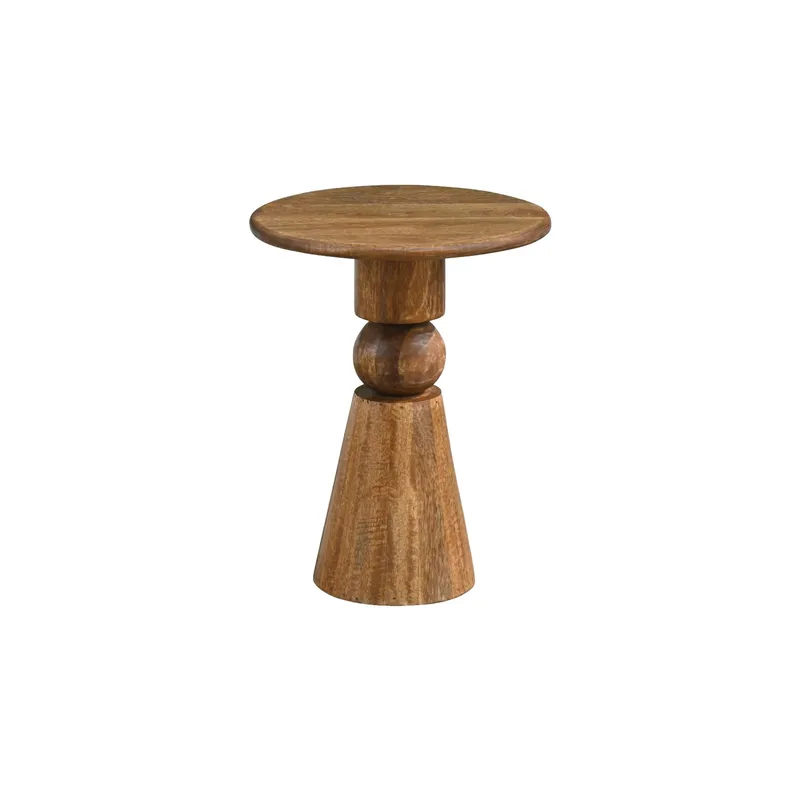 Kalren rundt sidebord 35 cm i massivt mangotre, brun