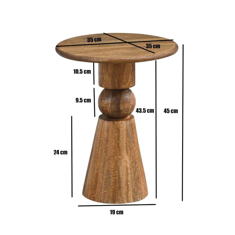 Kalren rundt sidebord 35 cm i massivt mangotre - brun - Møbler - Bord - Avlastningsbord - Konsollbord