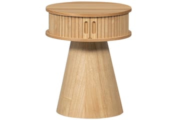 Karri Rundt Nattbord 38 cm med Oppbevaring i Tre med Eikeutseende - Trefarget - Møbler - Bord - Avlastningsbord - Sengebord & nattbord