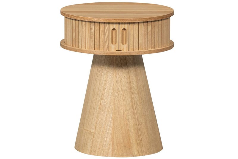 Karri Rundt Nattbord 38 cm med Oppbevaring i Tre med Eikeutseende - Trefarget - Møbler - Bord - Avlastningsbord - Sengebord & nattbord