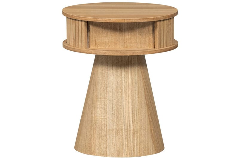 Karri Rundt Nattbord 38 cm med Oppbevaring i Tre med Eikeutseende - Trefarget - Møbler - Bord - Avlastningsbord - Sengebord & nattbord
