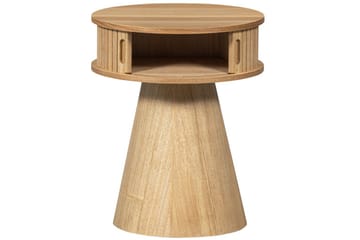 Karri Rundt Nattbord 38 cm med Oppbevaring i Tre med Eikeutseende - Trefarget - Møbler - Bord - Avlastningsbord - Sengebord & nattbord