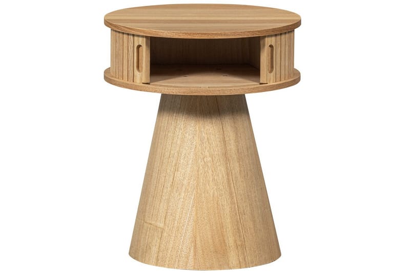 Karri Rundt Nattbord 38 cm med Oppbevaring i Tre med Eikeutseende - Trefarget - Møbler - Bord - Avlastningsbord - Sengebord & nattbord