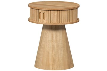 Karri Rundt Nattbord 38 cm med Oppbevaring i Tre med Eikeutseende - Trefarget - Møbler - Bord - Avlastningsbord - Sengebord & nattbord