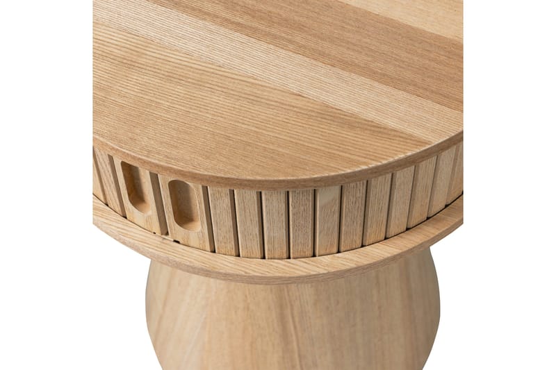 Karri Rundt Nattbord 38 cm med Oppbevaring i Tre med Eikeutseende - Trefarget - Møbler - Bord - Avlastningsbord - Sengebord & nattbord