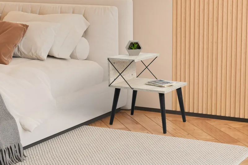 Kaysie Nattbord 50 cm - Svart/Marmor - Møbler - Bord - Avlastningsbord - Sengebord & nattbord