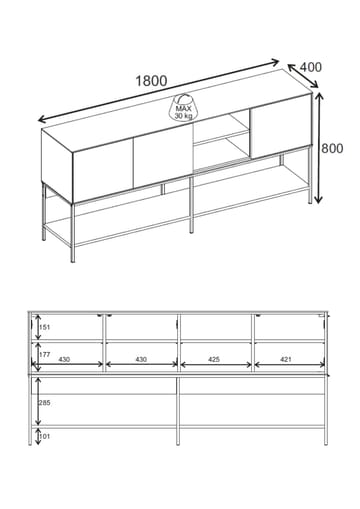 Kenvor Konsoll 180x80x40 cm - Antrasitt, Wood Black, Svart - Møbler - Bord - Avlastningsbord - Gangbord