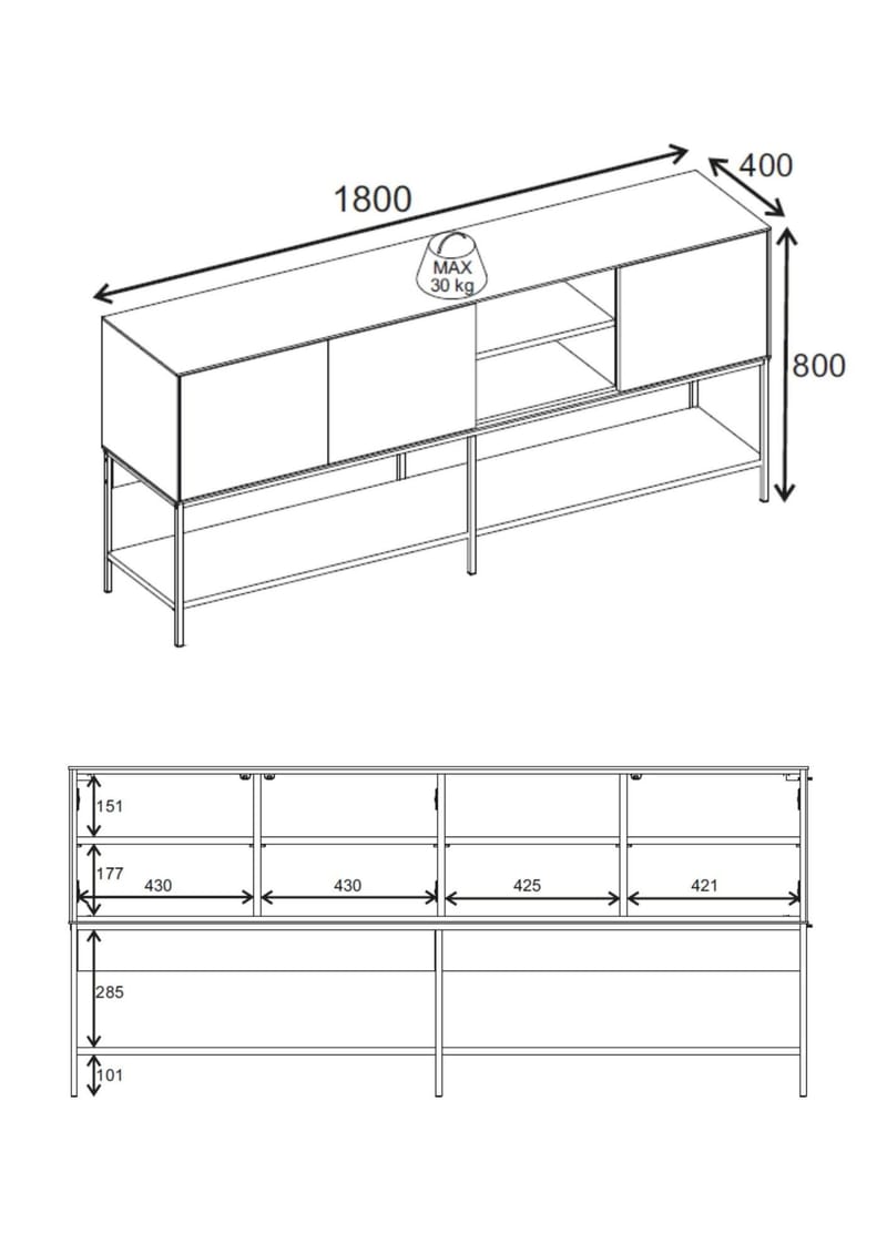 Kenvor Konsoll 180x80x40 cm - Antrasitt, Wood Black, Svart - Møbler - Bord - Avlastningsbord - Gangbord