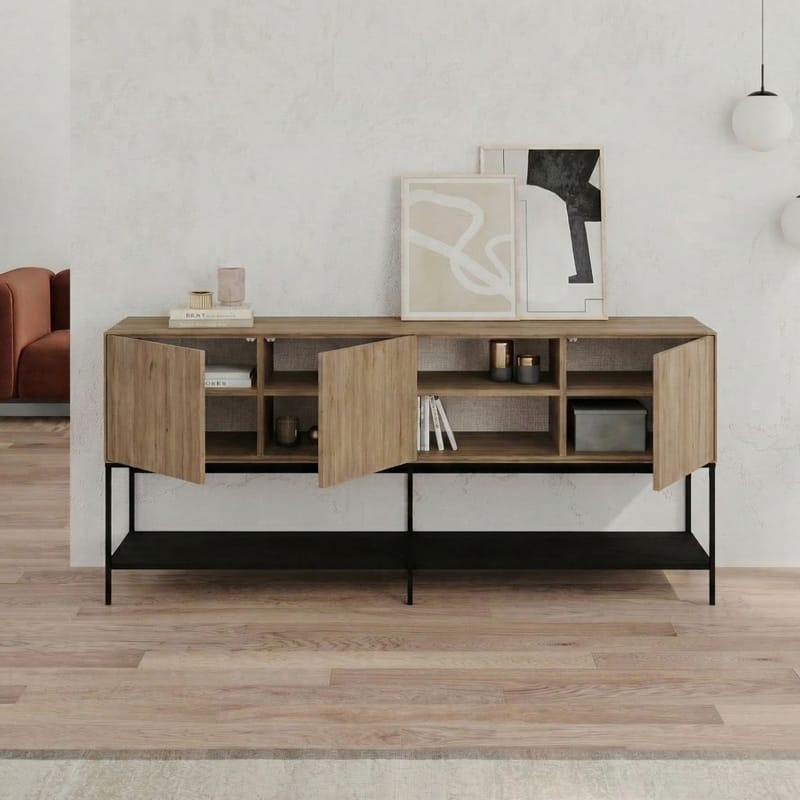 Kenvor Konsoll 180x80x40 cm - Naturlig eik, tre-svart, svart - Møbler - Bord - Avlastningsbord - Gangbord