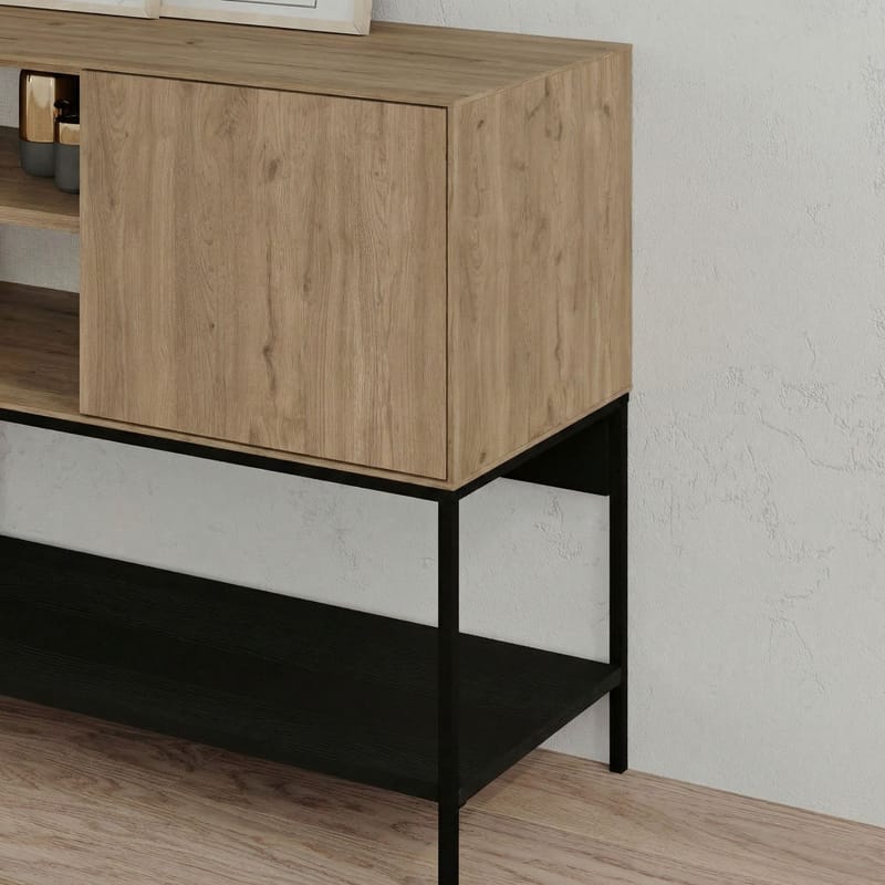 Kenvor Konsoll 180x80x40 cm - Naturlig eik, tre-svart, svart - Møbler - Bord - Avlastningsbord - Gangbord