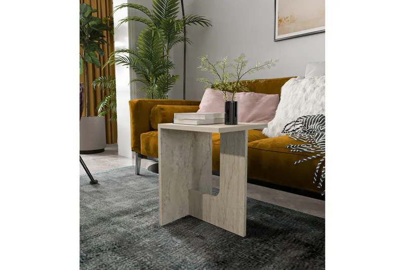 Kiros Sidebord 35x35 cm - Beige - Møbler - Bord - Avlastningsbord - Lampebord & sidebord